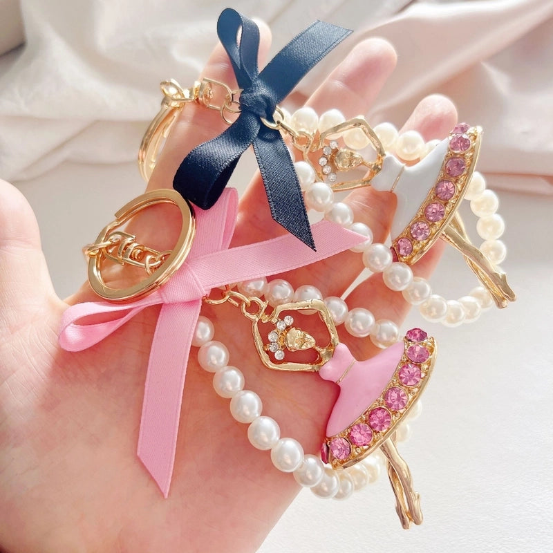 Korean Style Human Imitation Pearl Metal Unisex Keychain