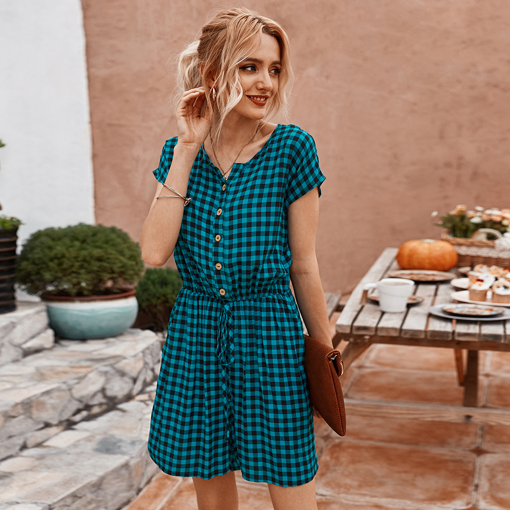 Mature Women Temperament Commute Check Jumpsuit