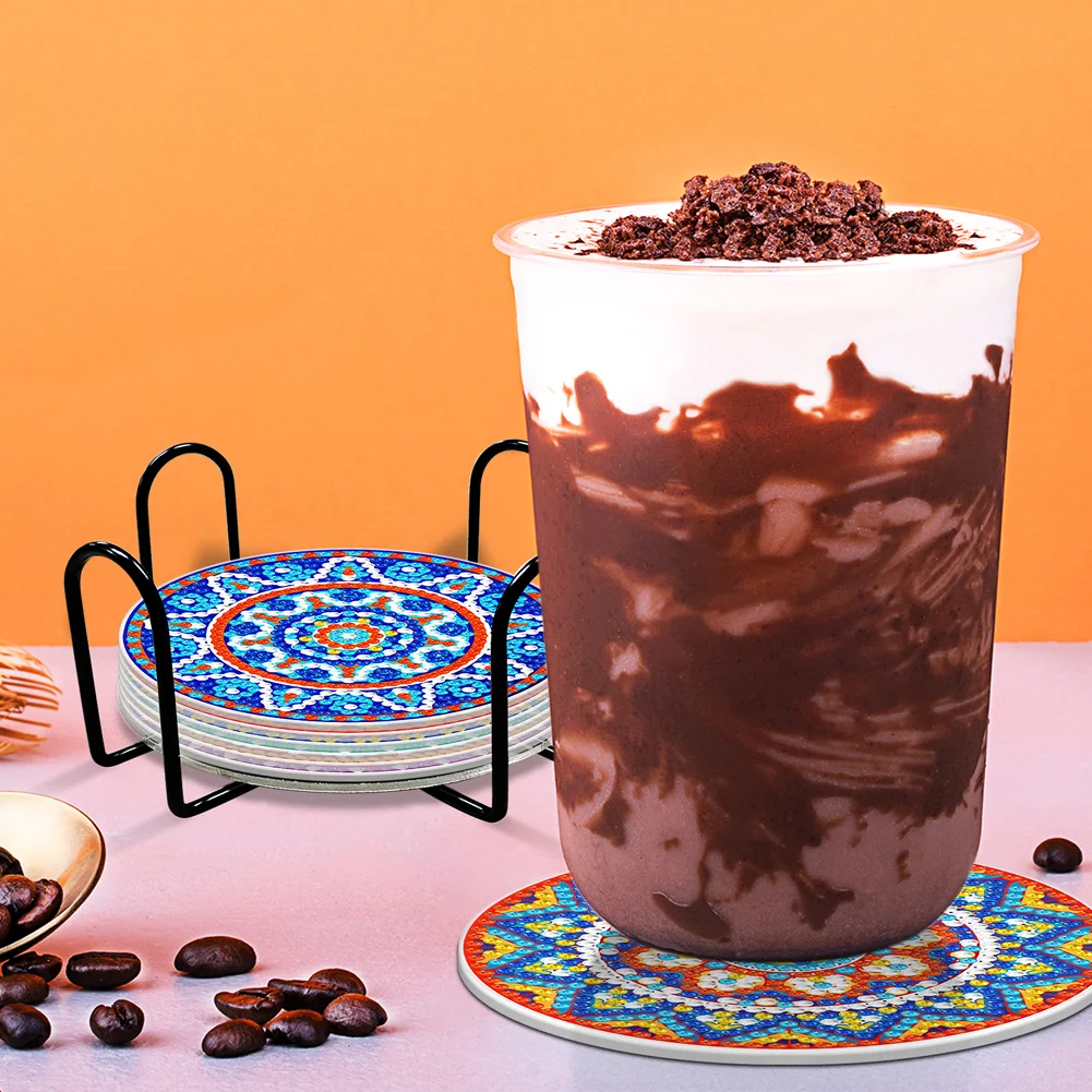 DIY Acrylic Diamond Coaster Set Cartoon Style (6 Piece Set 1 Rack)