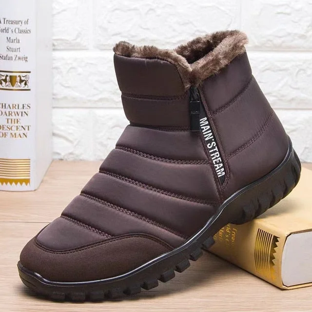 Men's Waterproof Warm Cotton Zipper Snow Ankle Boots Radinnoo.com