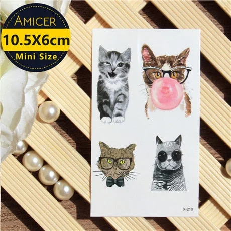 Waterproof Temporary 3d Tattoos sticker on body art color tattoo Cat fake glitter tattoo flash women tattoo for girl