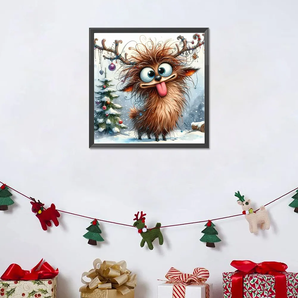 Diamond Painting - Full Round Drill - Christmas Elk(Canvas|30*30cm)