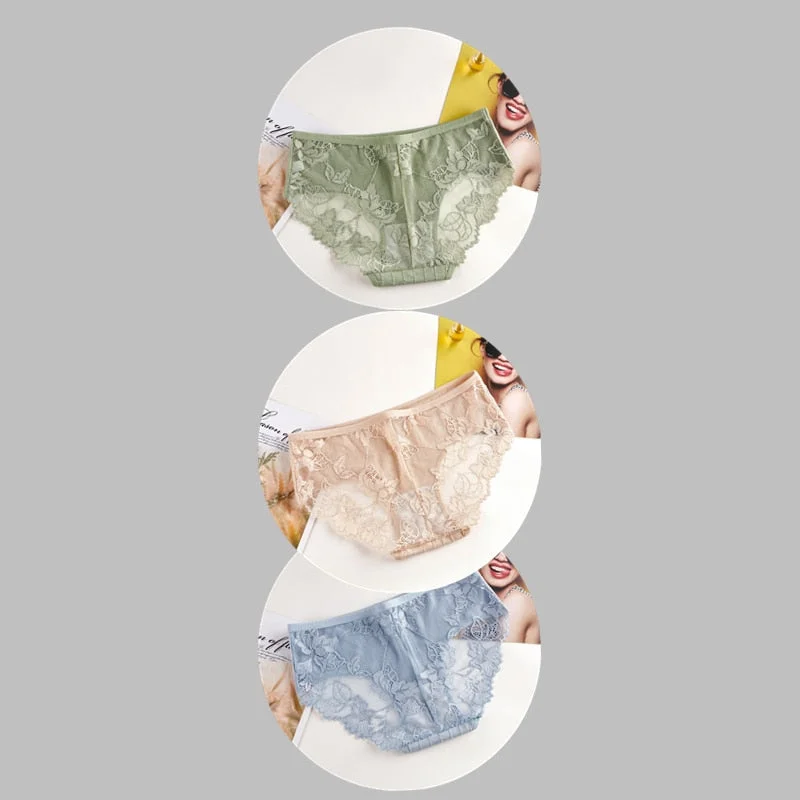 Fashion Sexy Comfortable Lace Panties Cotton Patchwork Panties Underpants Solid Shorts Sexy Underwear Cutout Underwear Ladies