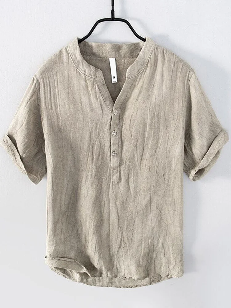 Wearshes Simple Casual Cozy Cotton Linen Shirt