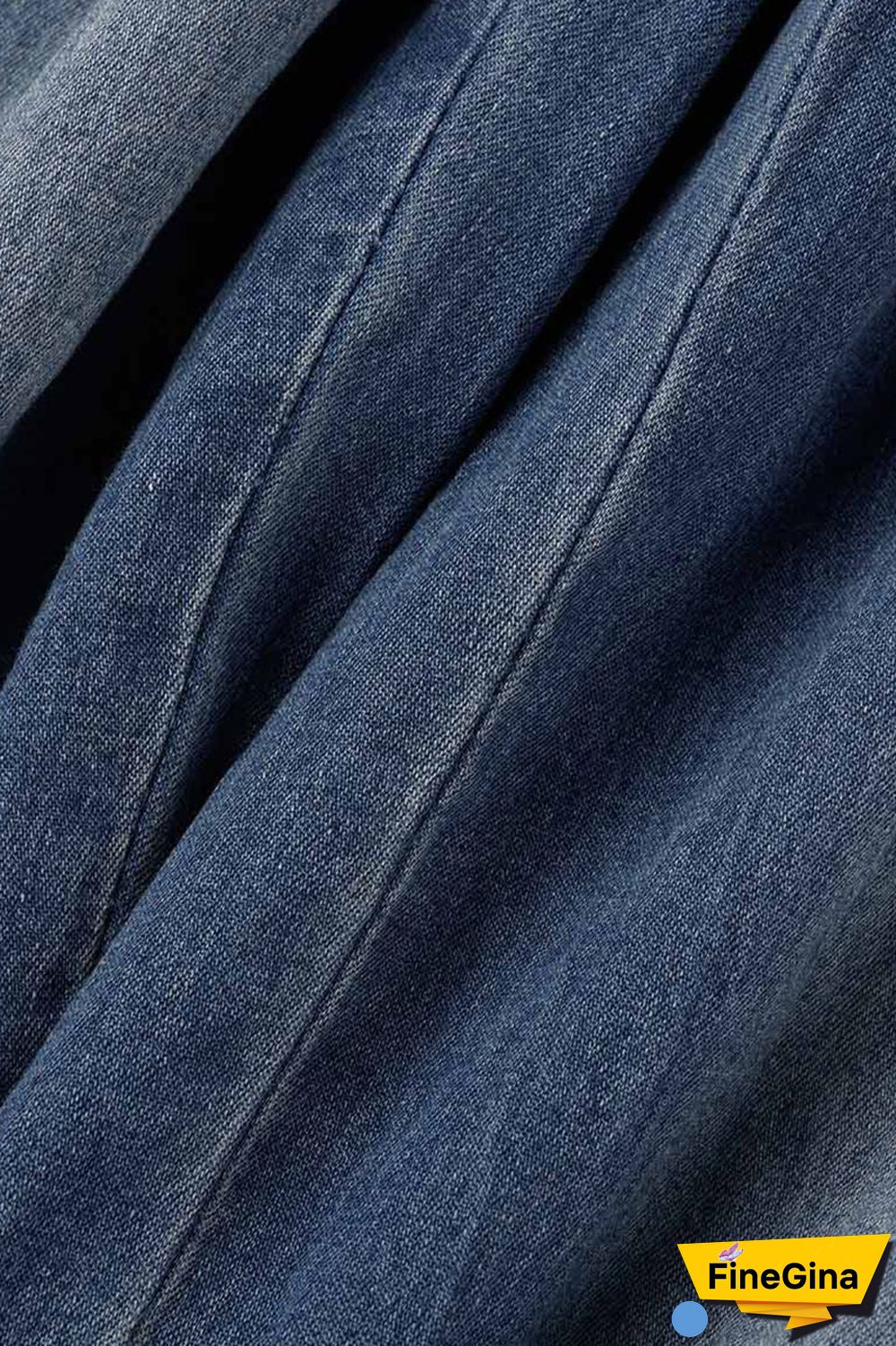 Baby Blue Casual Solid Patchwork Mid Waist Regular Denim Jeans