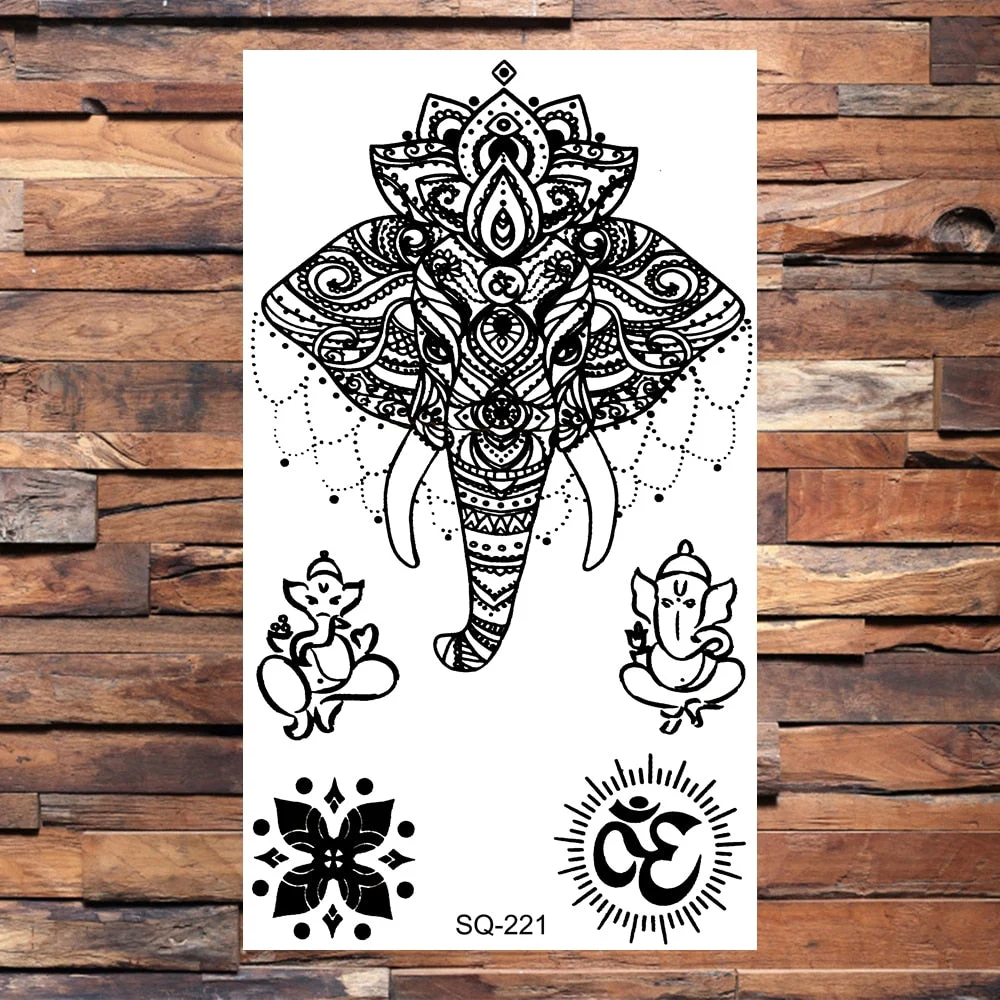 Crown Temporary Tattoos For Women Men Realistic Cross Sword Angel Wings Thorns Fake Tattoo Sticker Body Waterproof Tatoos Black