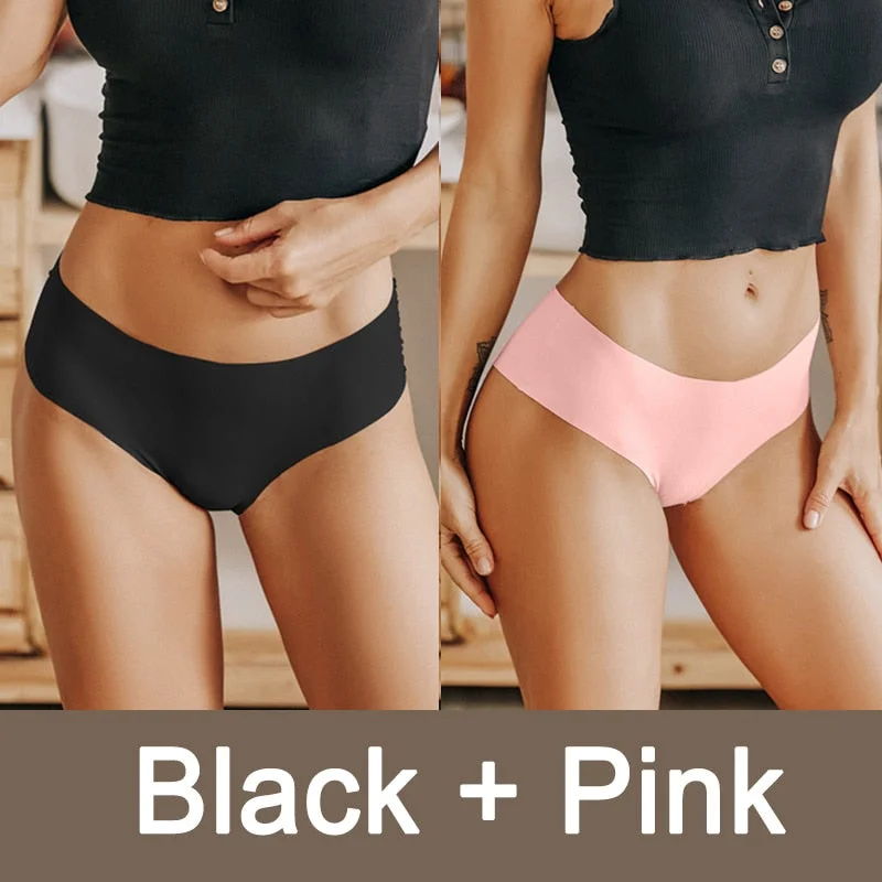2PCS/Set Seamless Panties Women Sexy Underwear V Desgin Waist Briefs Plus Size Brazillian Pantys Female Lingerie Underpants