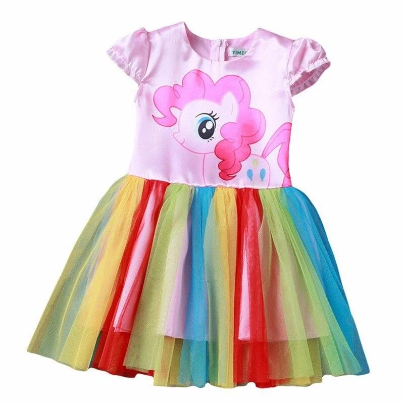 Summer Princess Little Pony Rainbow Dresses For Girls Halloween Birthday Party My Baby Unicorn Vestidos Dress Clothing