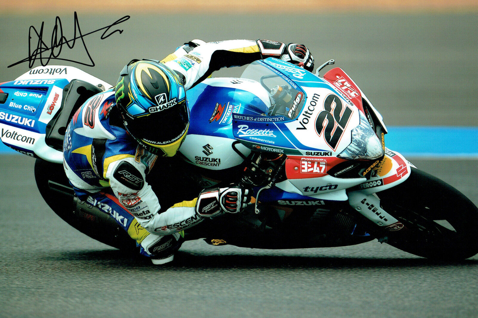 Alex LOWES SIGNED WSBK Autograph Suzuki GSX R1000 Voltcom 12x8 Photo Poster painting AFTAL COA