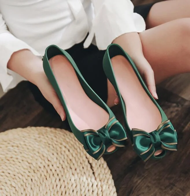 famous designer D'Orsay jelly med-high heels shoes woman pointed toe candy color pumps shallow mouth summer mules shoes sandals