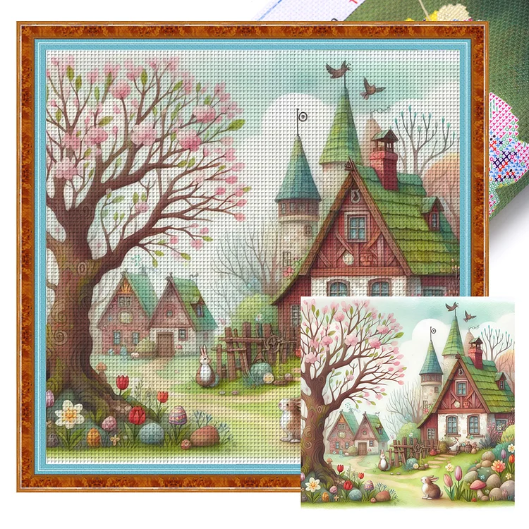 Country Cottage (50*50cm) 11CT Stamped Cross Stitch gbfke