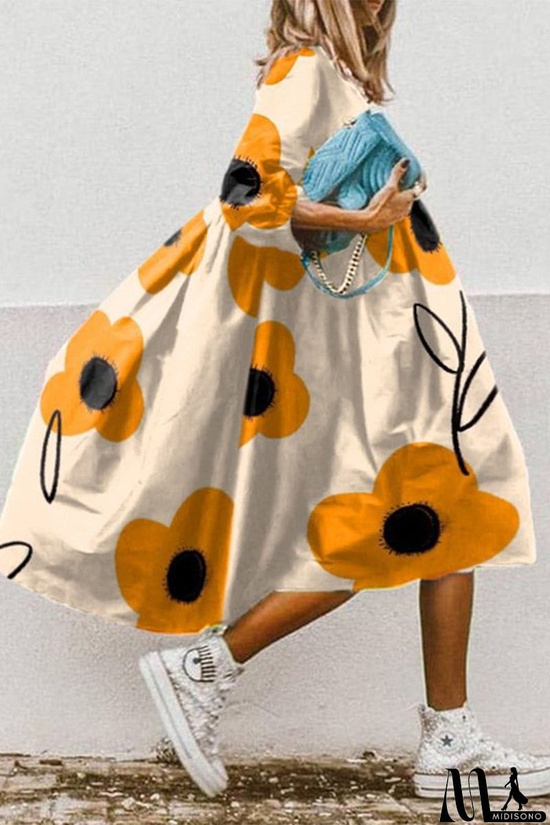 MidiSono - Casual Street Floral Patchwork V Neck A Line Dresses