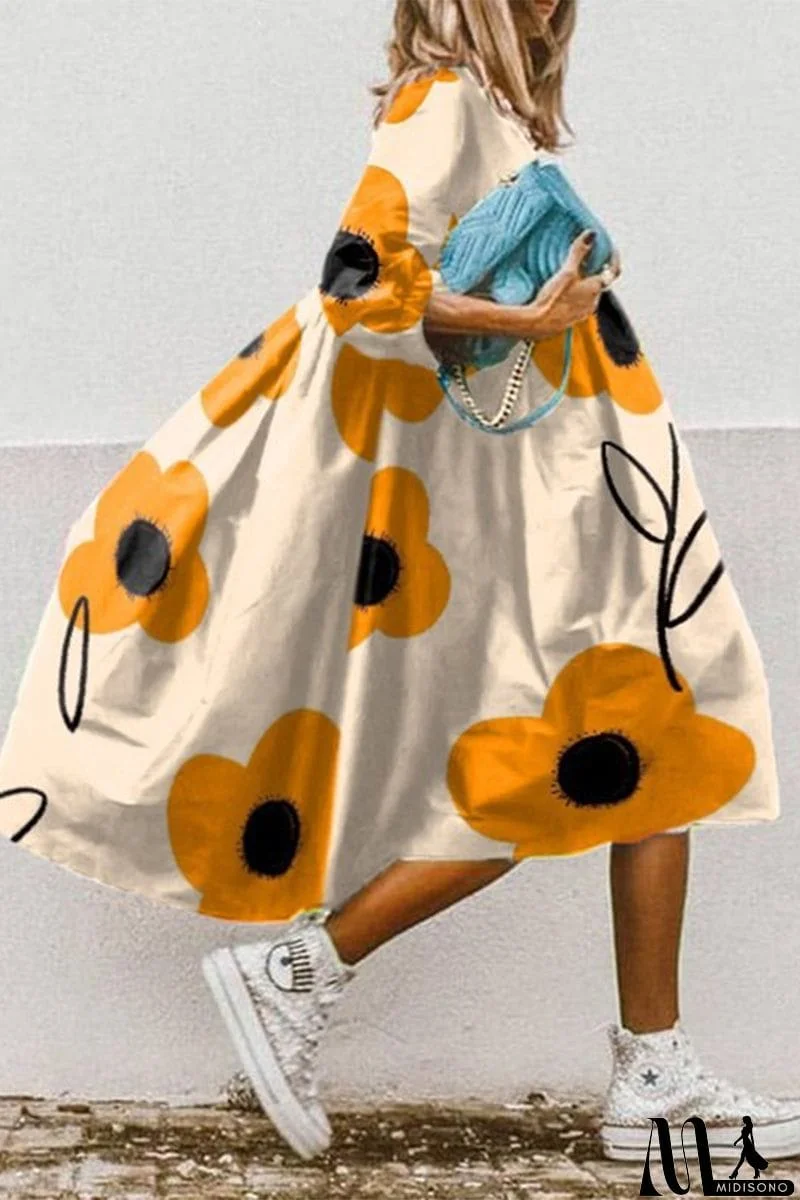 MidiSono - Casual Street Floral Patchwork V Neck A Line Dresses