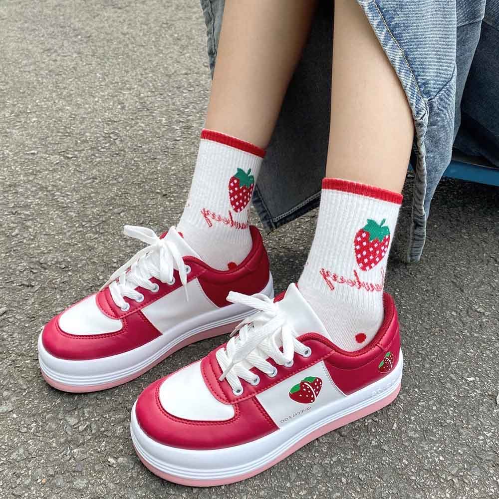 Soft Candy Girls Rainbow Heart Kawaii Casual Shoes College Style Lolita Sports Lolita Shoes Female Women's Sneakers Harajuku