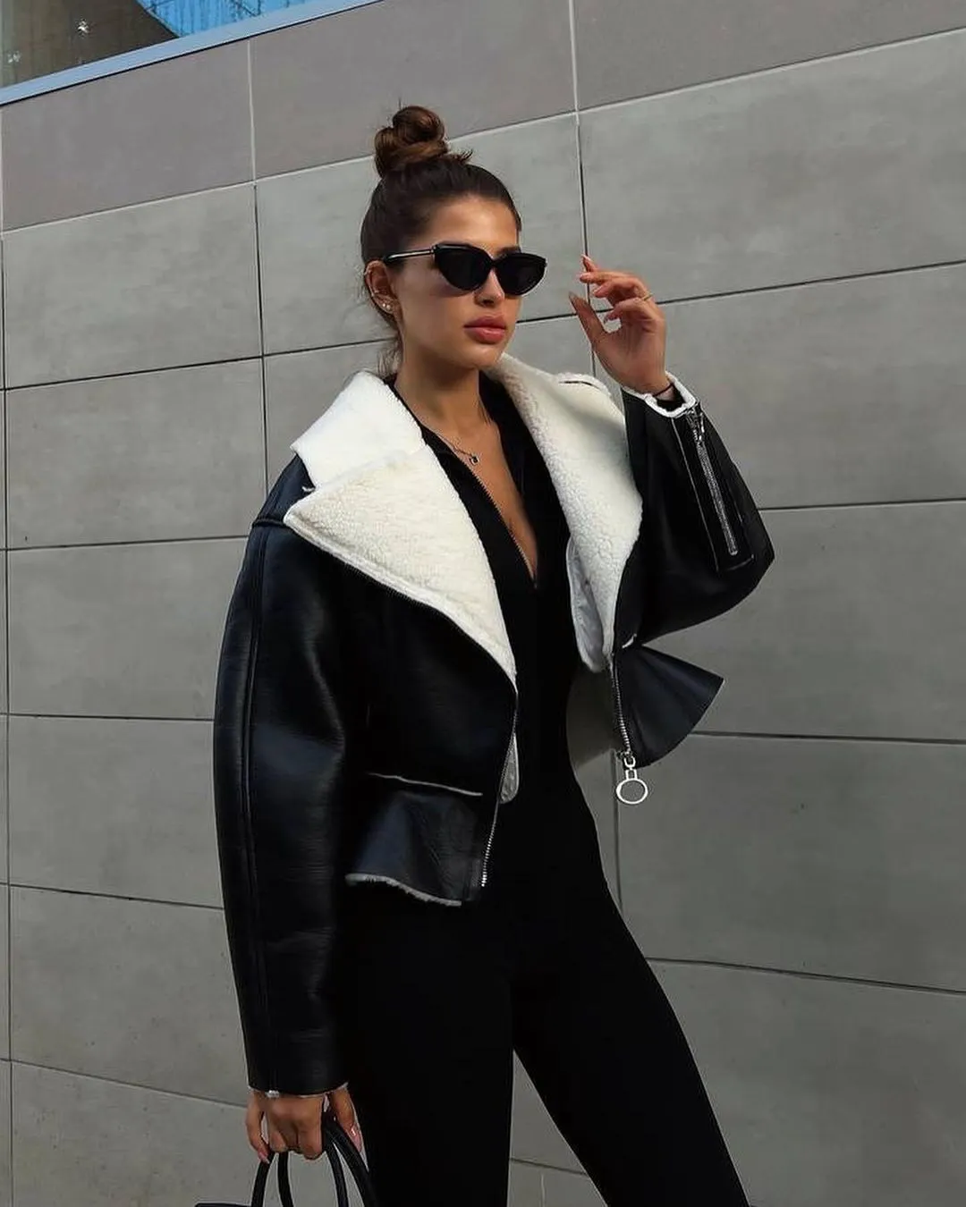 Nigikala Nigikala Autumn And Winter New Short-Term Collar Fashion Korean Version Of Women's Long-Sleeved Pure Color Coat