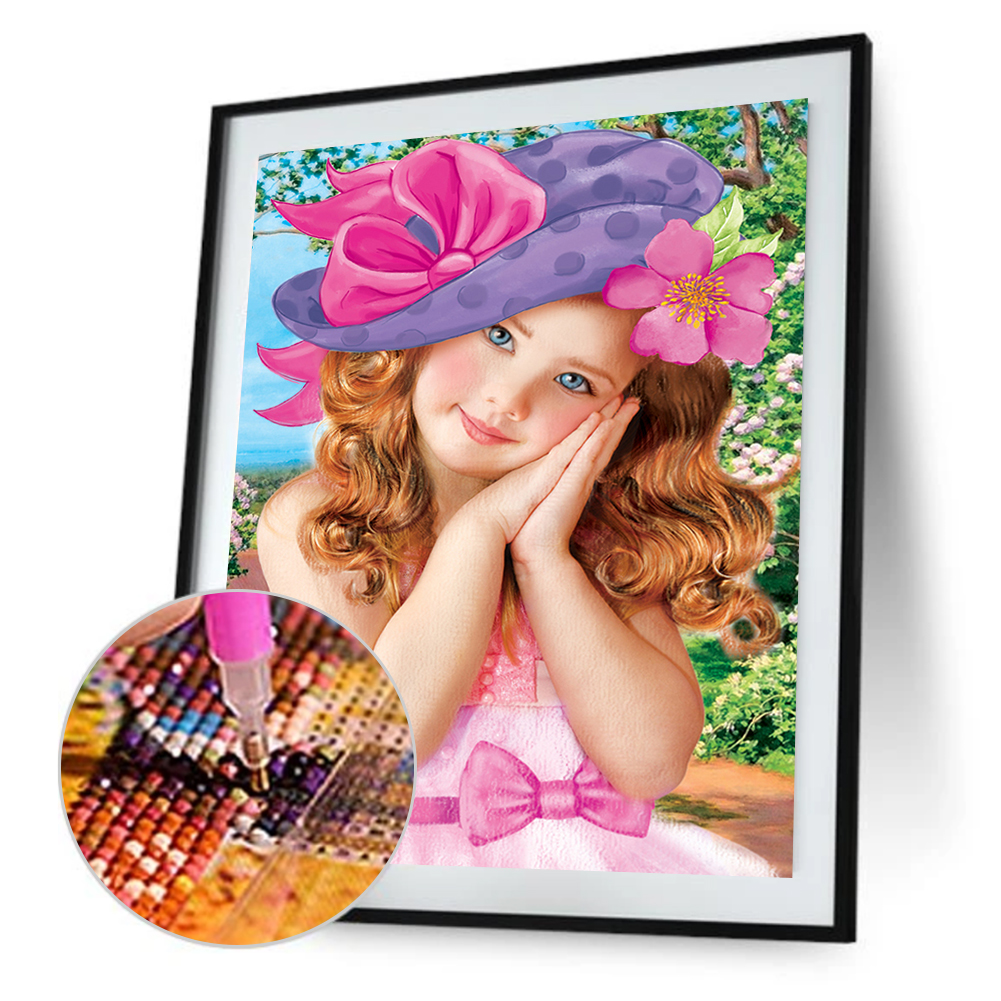 

30*40CM-Girl Rhinestones-Round Drill Diamond Painting, 501 Original