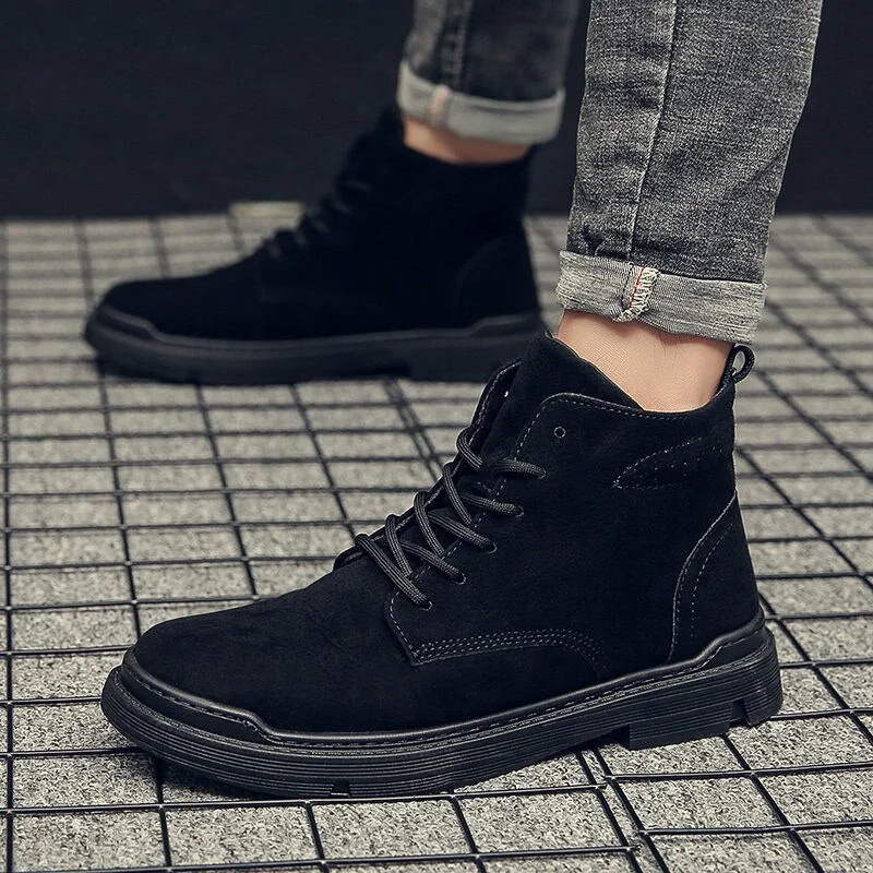 Athvotar Winter New Fashion Boots Male British Mid-Top Worker Boots Hight-Top Vintage Trendy Casual Wild Trendy Shoes 217-0