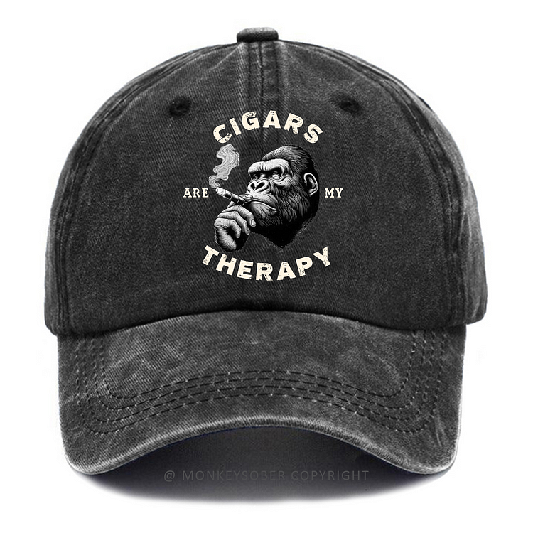 Cigars are my Therapy Washed Baseball Caps