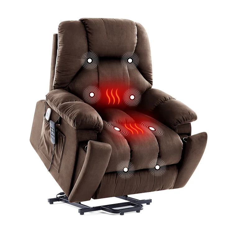 Bestier Power Lift Recliner Chairs with Heat & Massage Side Pockets, Extra Wide Recliner Chair for Bed Room and living Room