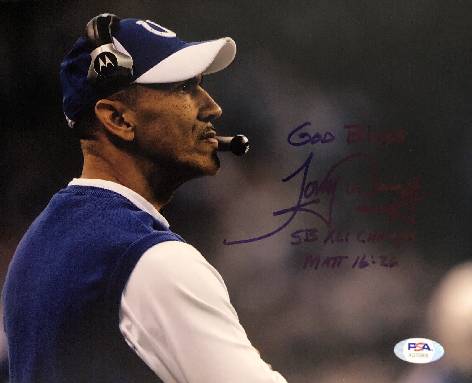 Tony Dungy Signed Autographed Indianapolis Colts 8x10 Photo Poster painting Super Bowl Psa/Dna