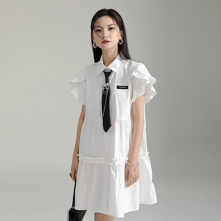 Chic Splicing Short Sleeve Mini Dress