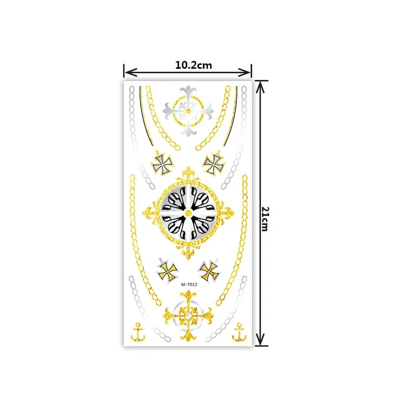 Creative personality exquisite fashion waterproof sweat gold and silver tattoo stickers bronzing and silver tattoo stickers