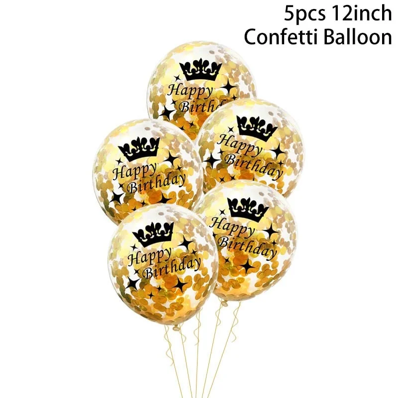 Happy Birthday Decoration Gold Party Disposable Tableware Arch Ballon Adult Birthday Party Decoration Kids 1 Year Party Supplies