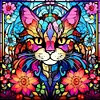 Diamond Painting -DIY Round Drill Stained Glass Cat