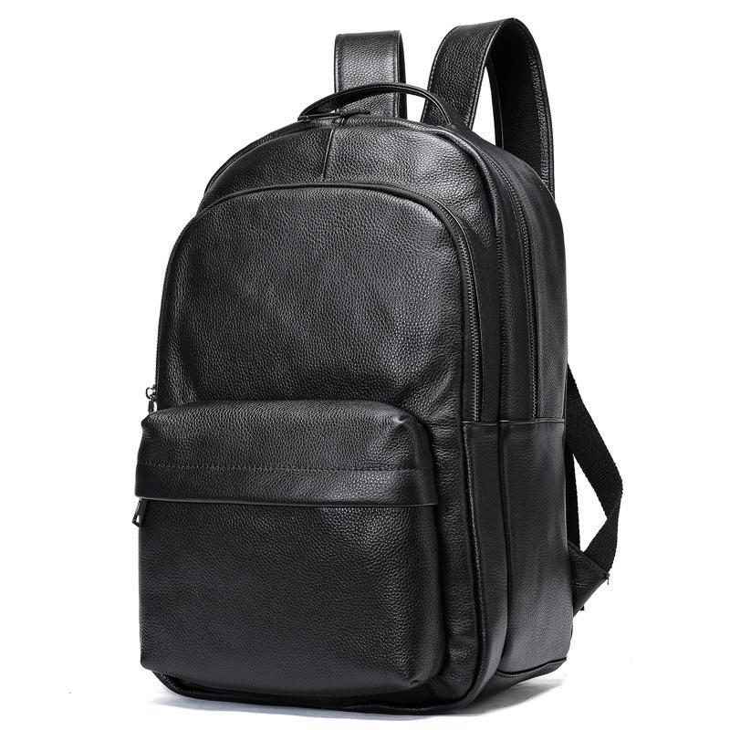 Men&rsquo;s Large Capacity Top-Handled Zip Fastening Genuine Leather Backpack