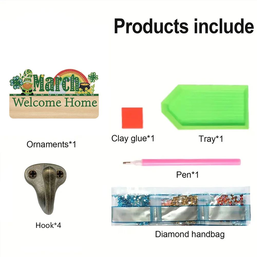 DIY Wooden Calendar March DIY Diamond Art Craft Wall Hooks for Beginners Adults