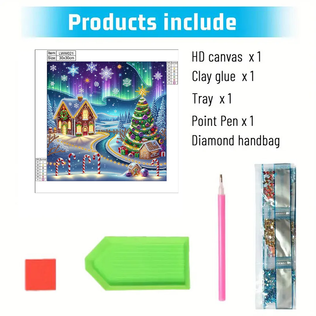 Christmas House - Diamond Painting - Partial Special Shaped Drill(Canvas|30*30cm)