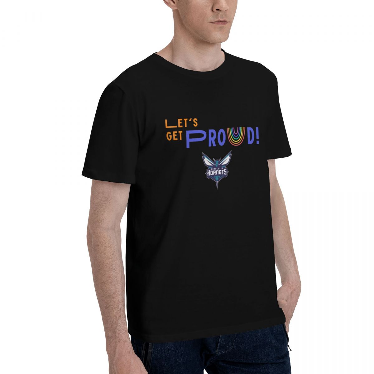 Charlotte Hornets Let's Get Proud Men's Cotton Crewneck T-Shirt