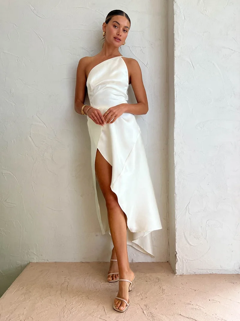 white christmas dresses Adrianna Papell Women's Beaded Column Off-The-Shoulder Dress - Ivory/Nude main image 0