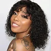 100% Human Hair Short Curly Bob Wig With Bangs