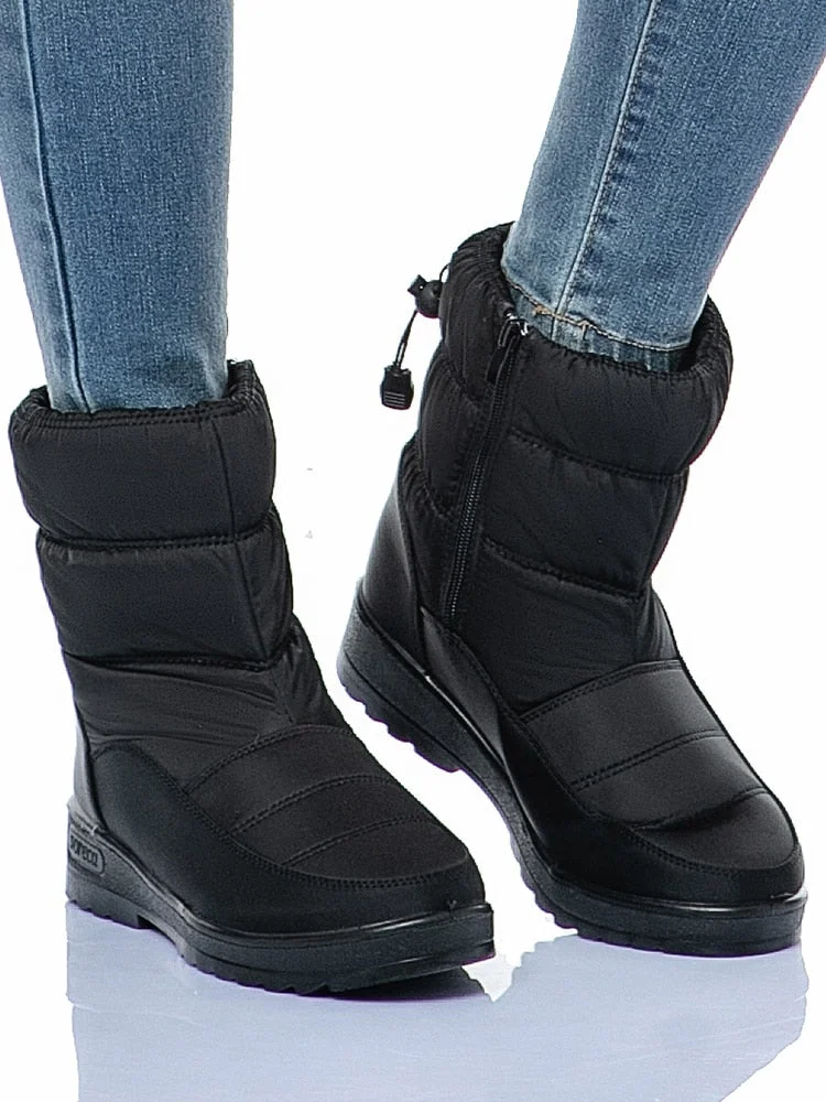 Winter Boots Women Plush Warm Ankle Boots Women WaterProof Snow Female Shoes Zipper Casual Flats Botas De Mujer