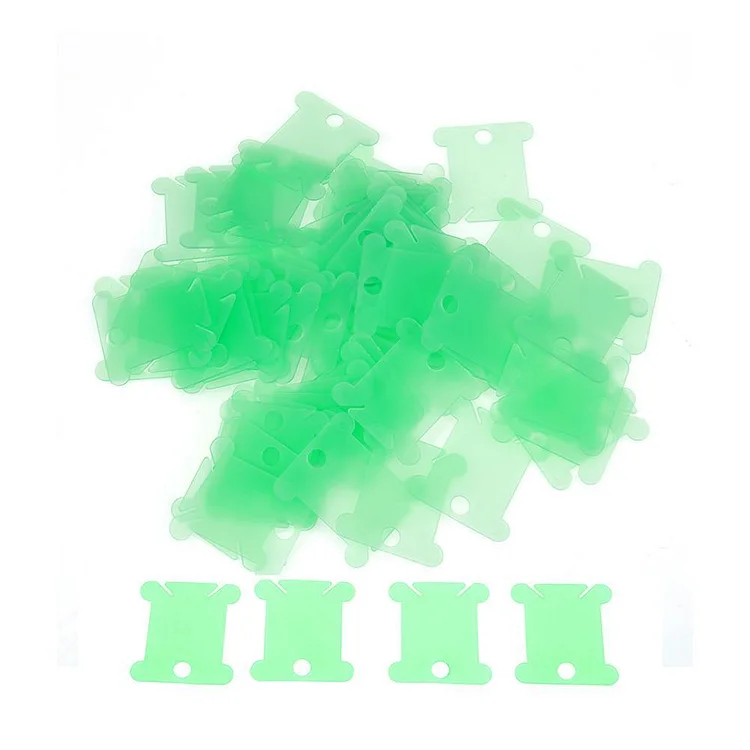 100pcs Plastic Bobbins Embroidery Floss Cross Stitch Thread Holder(Green)