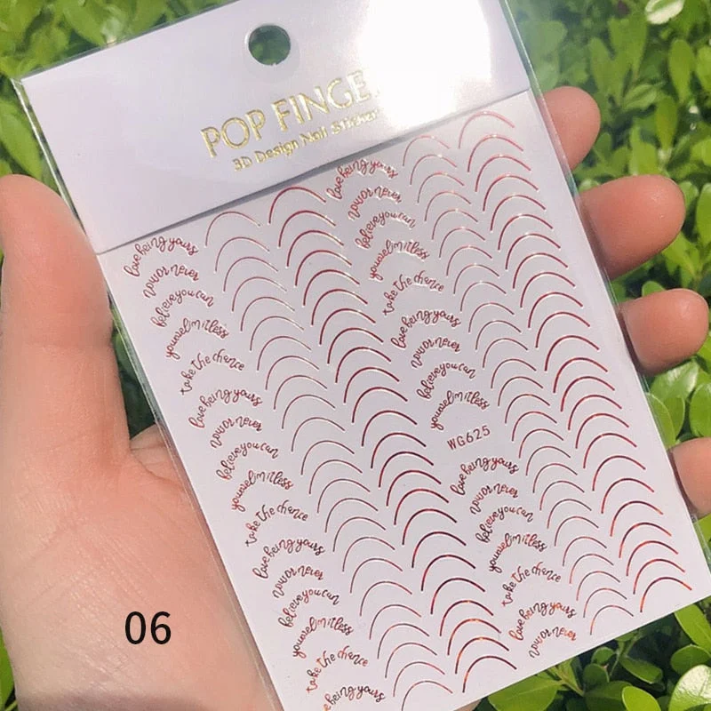 3D Stickers Bendable Gold Silver Lines Striping Tape Sticker Black White Lines Geometry Slider Decals For Manicures Decor