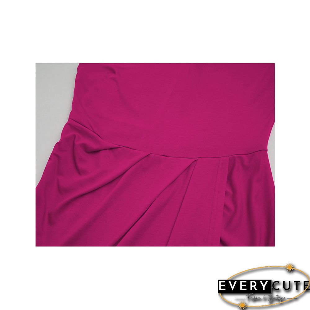 Rose Knitted One Shoulder Split OL Midi Dress