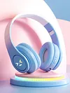 Light-Up Wireless BT Headphones Rechargeable Kawaii Wireless BT5.3 Headset Gradient Color HiFi Stereo Gaming Earphones for Home Office School Outdoor Travel