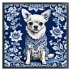 Blue And White Porcelain-Chihuahua-11CT Stamped Cross Stitch 40*40cm/15.75*15.75in