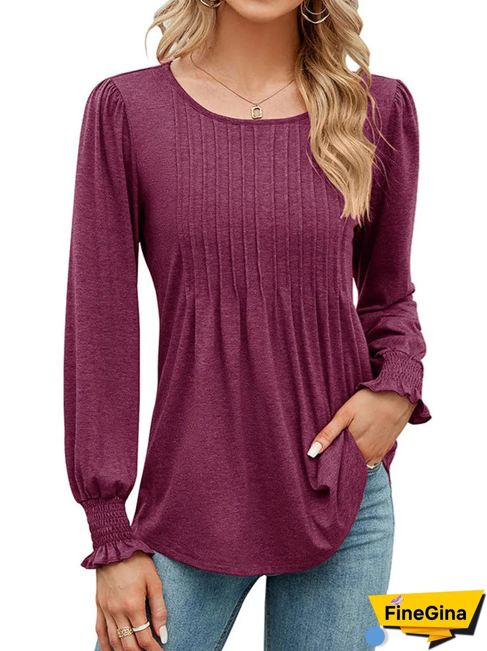 Women's Stitching Solid Color Scoop Neck Long Sleeve Coat