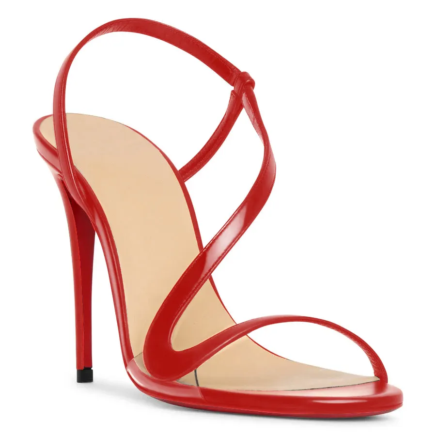 100mm/3.94 inch Spotlight Wavy Straps Sandals Red Bottom Stilettos-vocosishoes