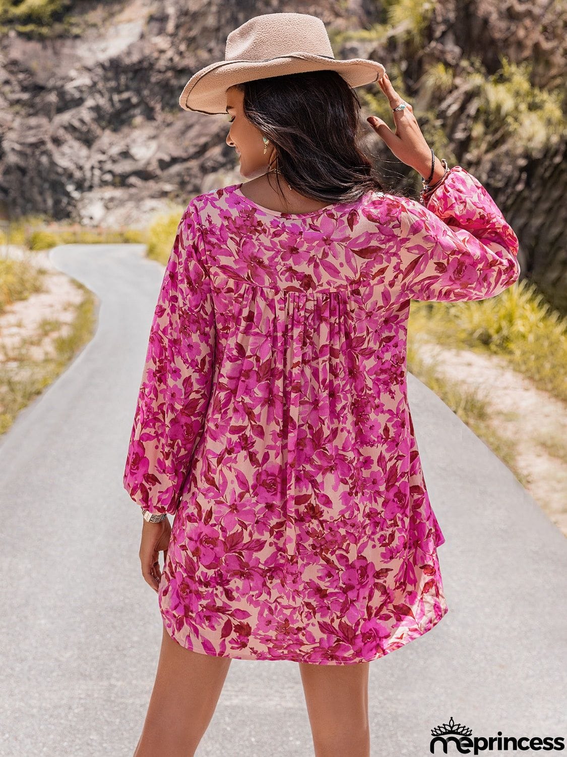 Long Sleeve V-Neck Mini Dress