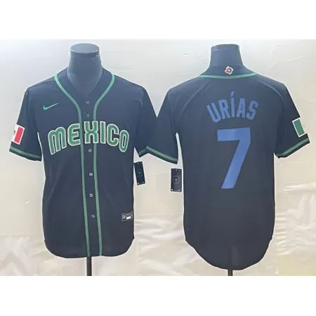 Men's Mexico Baseball #7 Julio Urias 2023 Black World Baseball Classic Stitched Jersey 33W0