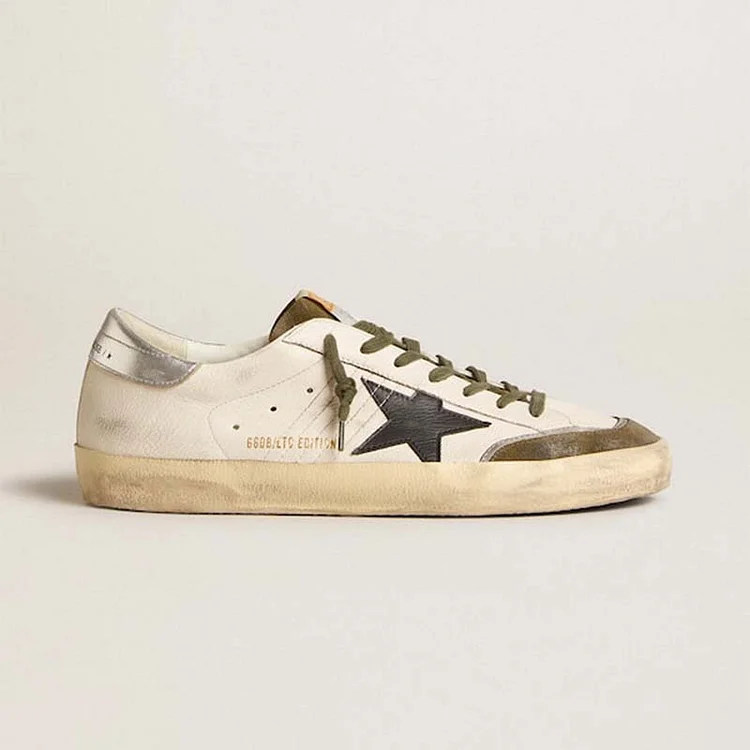 Golden Goose Super-Star Men LTD de napa con estrella de cuero negra y refuerzo del talón plateado
