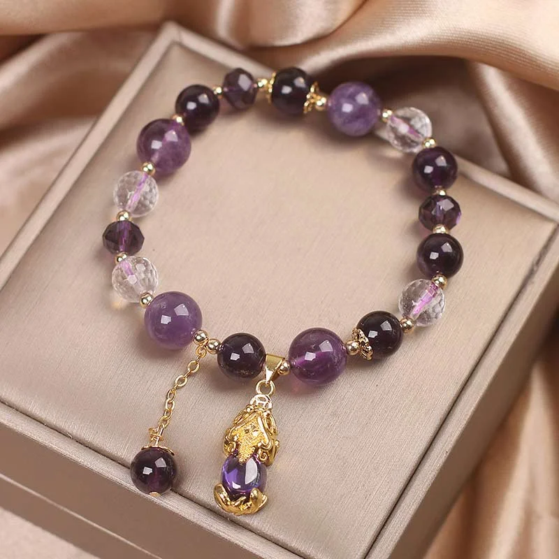 Natural Amethyst PiXiu Healing Bracelet