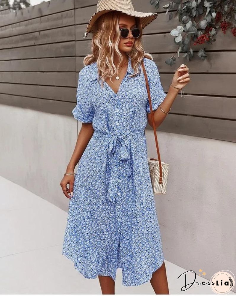 AMAR - Chic festive dress with floral print