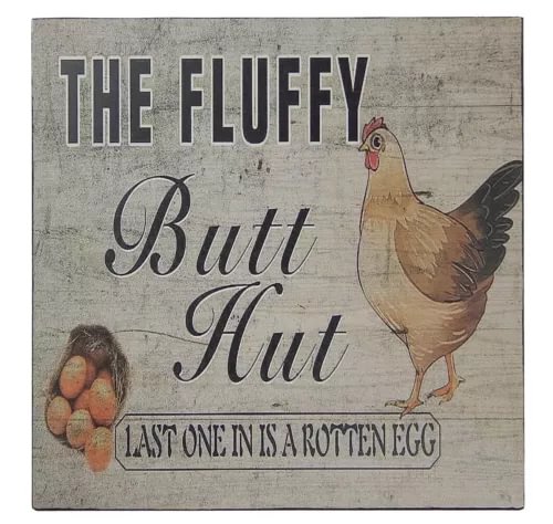 pornhint Pornhint Funny Chicken Coop Fluffy Butt Hut Farmhouse Sign Shelf Sitter Wall Decor 5" x 5 New