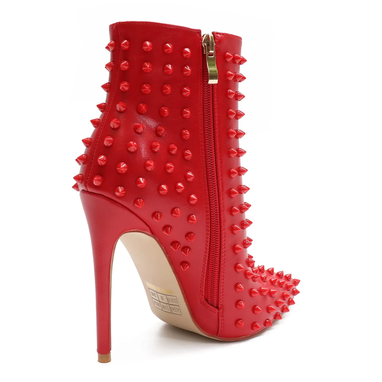 4.72" Women's Ankle Boots with Rivets Closed Pointed Toe Stilettos Boots-vocosishoes