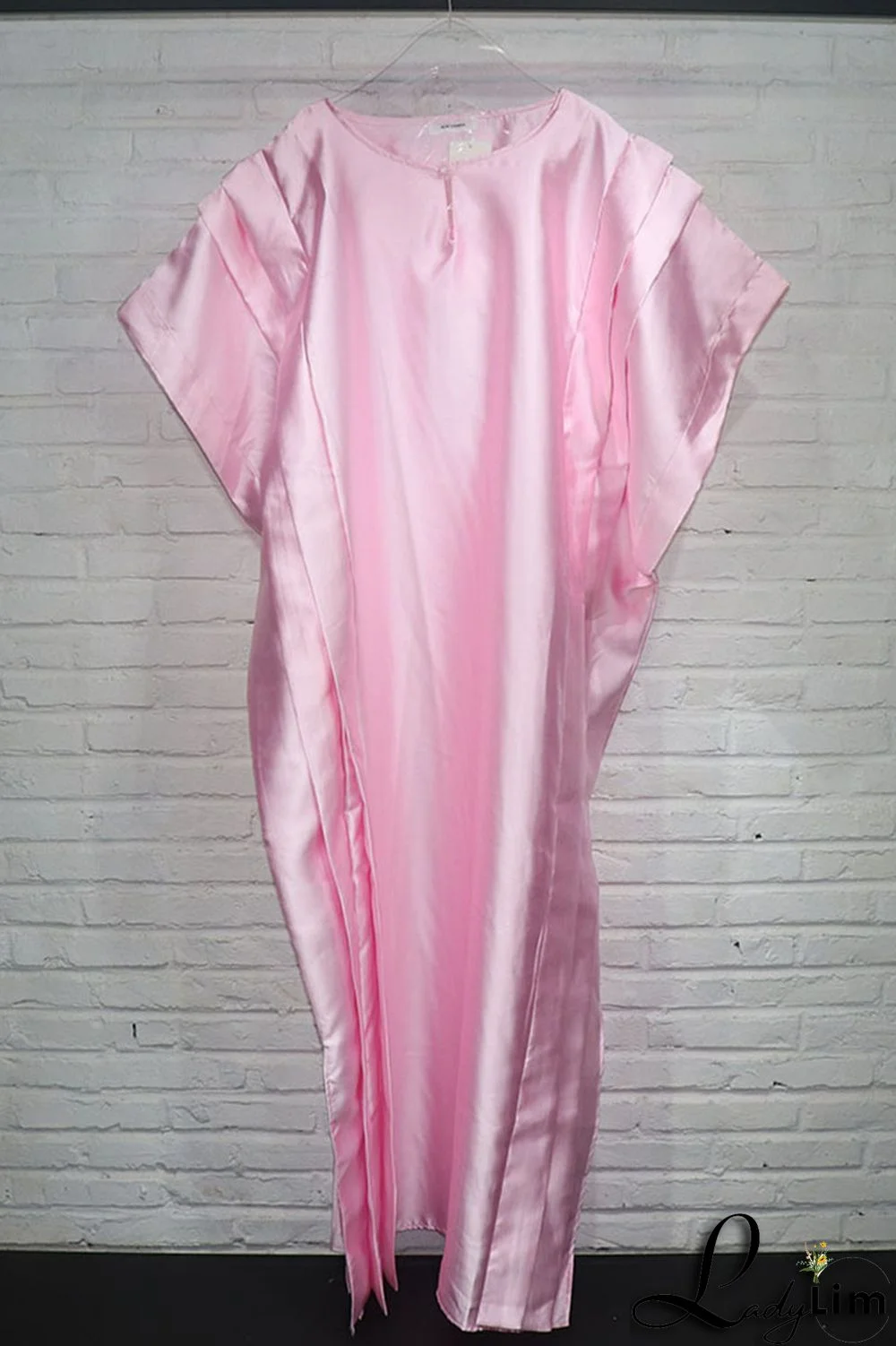 Pink Elegant Solid Patchwork Flounce O Neck Irregular Dress Dresses